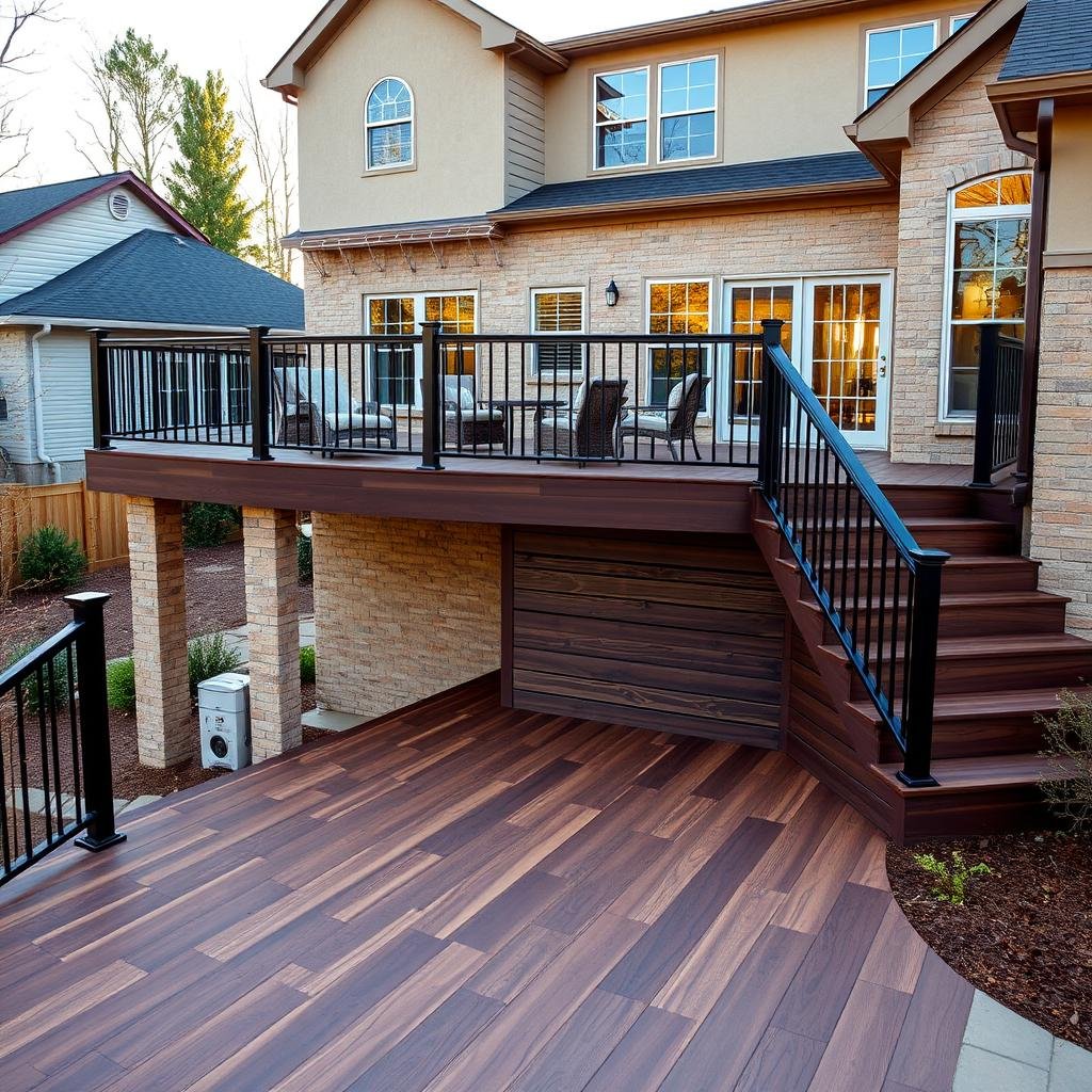 Trex Transcend premium composite deck with tropical hardwood streaking, sample project