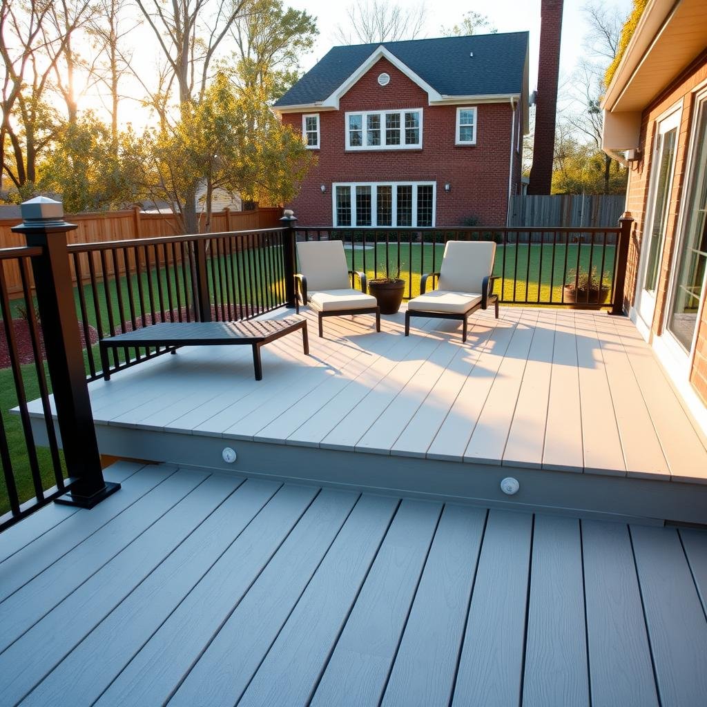 Trex Select composite deck after upgrade, hidden-fastener surface, sample project