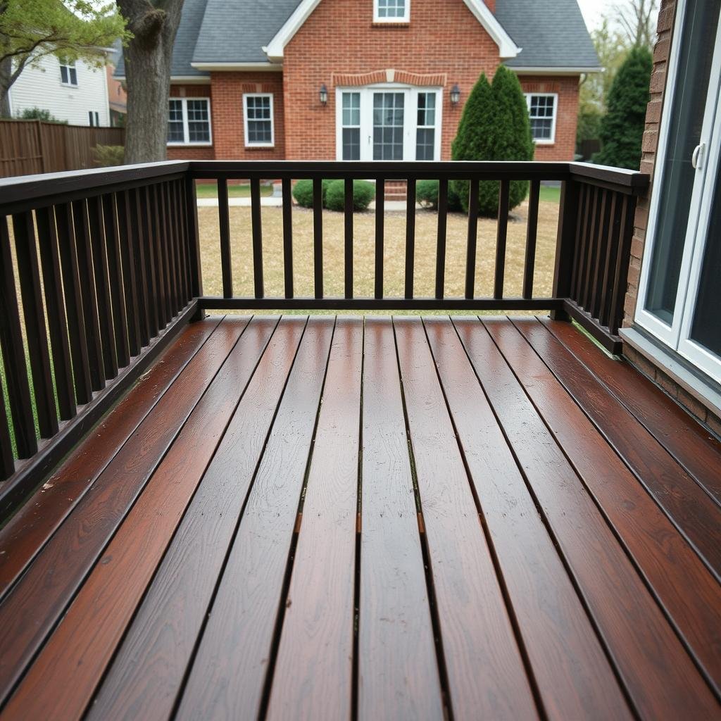 Worn wood deck before Trex composite upgrade, sample project